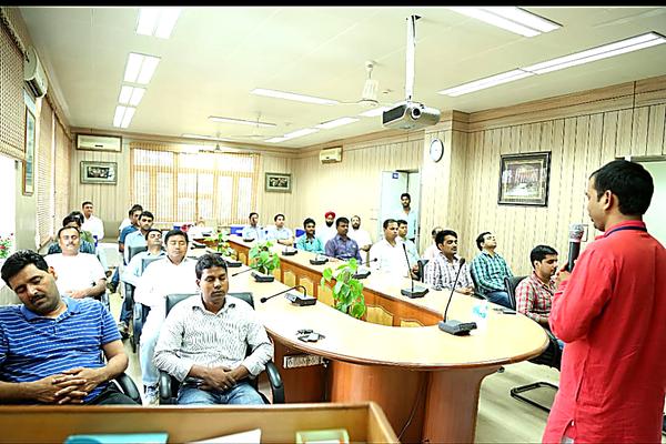 Corporate yoga session at office